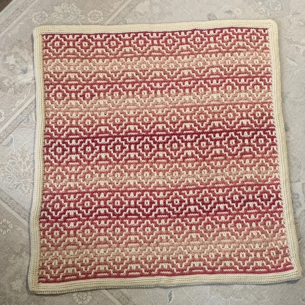 Handcrafted Mosaic Crochet Geometric Blanket